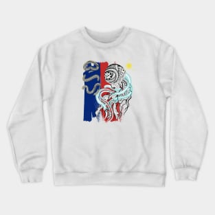 Philippine Flag-Tribal line Art Jellyfish / Baybayin word Buhay (Life) Crewneck Sweatshirt